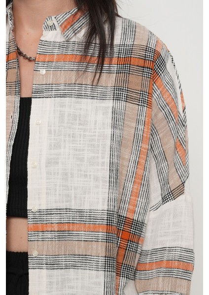 Kadın Büyük Ekose Desenli Oversize Gömlek modelleri