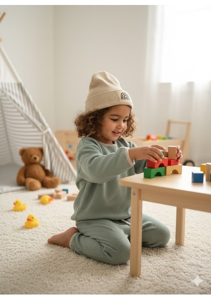 Unisex Waffle Bereli Üçlü Takım