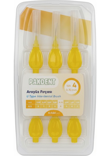 Arayüz Fırçası Diş Arası Temizleme Fırçası U Tipi Diş Arası Temizlik Sarı 0,70 mm fırsatları