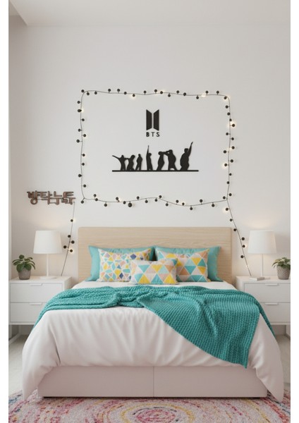 Bts Grup Silüeti ve Logo Duvar Dekoru K-Pop Temalı Genç Odası Panosu fiyatları