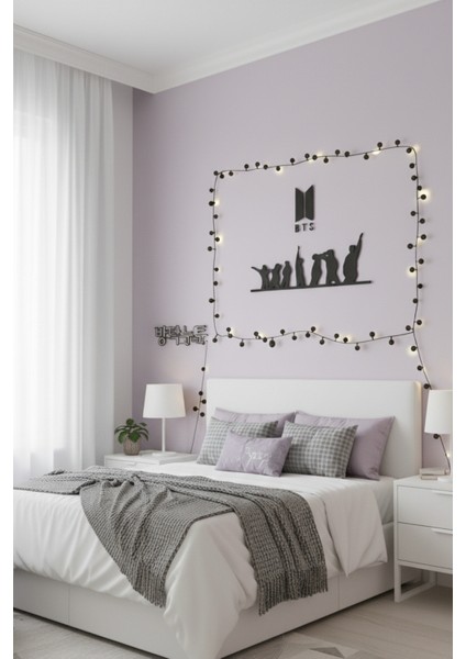 Bts Grup Silüeti ve Logo Duvar Dekoru K-Pop Temalı Genç Odası Panosu modelleri