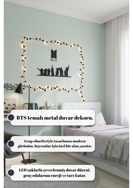 Bts Grup Silüeti ve Logo Duvar Dekoru K-Pop Temalı Genç Odası Panosu indirimleri
