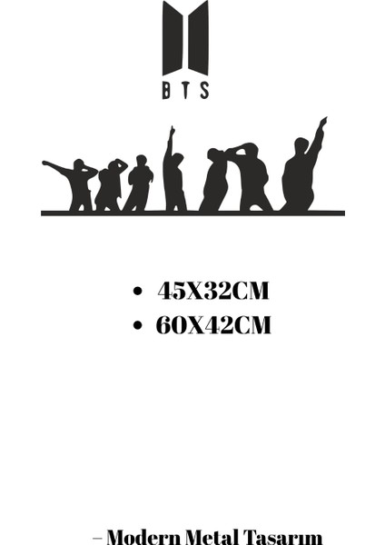 Bts Grup Silüeti ve Logo Duvar Dekoru K-Pop Temalı Genç Odası Panosu