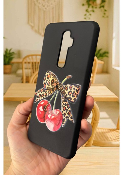 Oppo Reno 2z Uyumlu Kiraz Leopar Fiyonk Desenli Silikon Darbe Emici Klasik Korumalı Rubber Kılıf modelleri