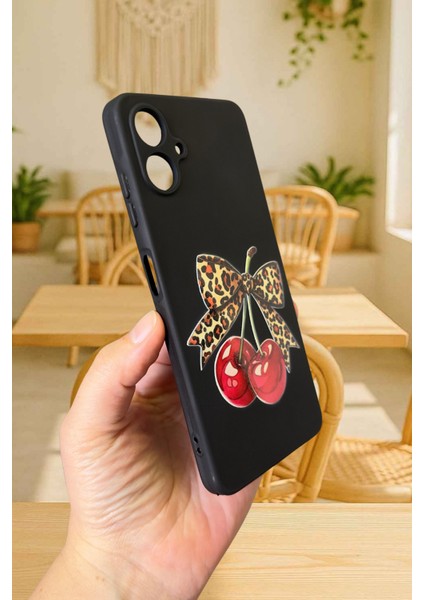 Samsung Galaxy A06 Uyumlu Kiraz Leopar Fiyonk Desenli Silikon Darbe Emici Rubber Kılıf modelleri
