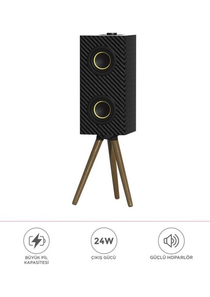 Kablosuz Hoparlör 24W Çift Sürücü, 3000MAH Batarya, Taşınabilir Ayaklı Speaker