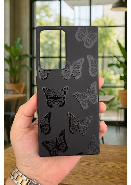Sm Galaxy Note 20 Ultra-Siyah Kelebek Desenli Silikon Darbe Emici Klasik Korumalı Rubber Kılıf fiyatları