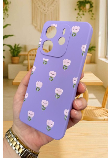 Xiaomi Redmi Note 14 Mini Lale Desenli Silikon Darbe Emici Klasik Korumalı Rubber Kılıf modelleri