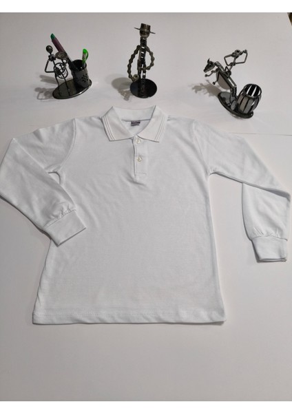 unisex Çocuk Genç Polo Yaka Uzun Kol Okul Günlük Tişört, Nefes Alabilen Kumaş fırsatları