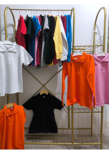 unisex Çocuk Genç Polo Yaka Uzun Kol Okul Günlük Tişört, Nefes Alabilen Kumaş indirimleri