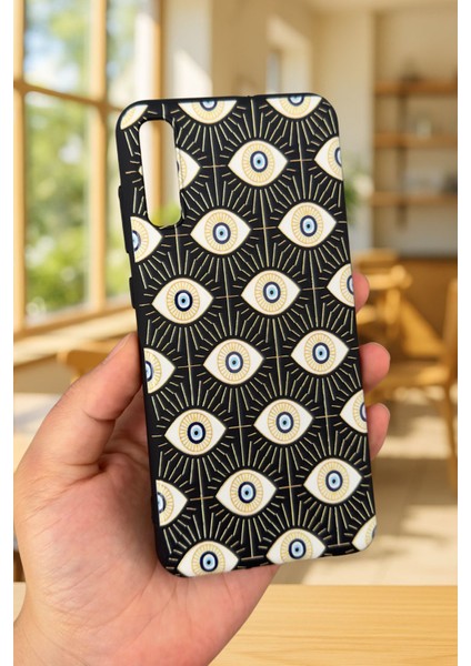 Samsung Galaxy A50 Uyumlu Evıl Eye Desenli Silikon Darbe Emici Klasik Korumalı Rubber Kılıf