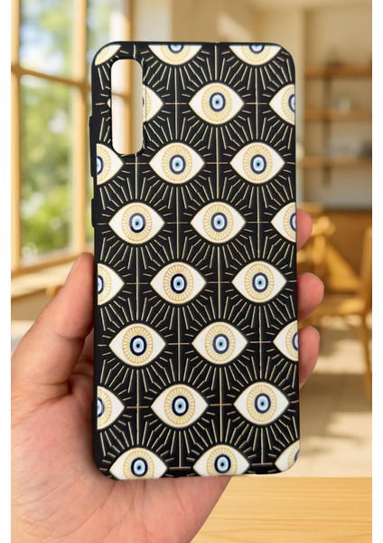 Samsung Galaxy A50 Uyumlu Evıl Eye Desenli Silikon Darbe Emici Klasik Korumalı Rubber Kılıf fiyatları