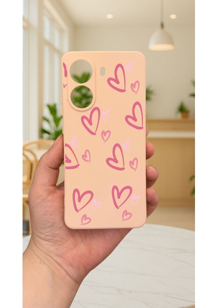 Xiaomi Poco X7 Pro Pembe Kalp Desenli Silikon Darbe Emici Klasik Korumalı Rubber Kılıf fiyatları
