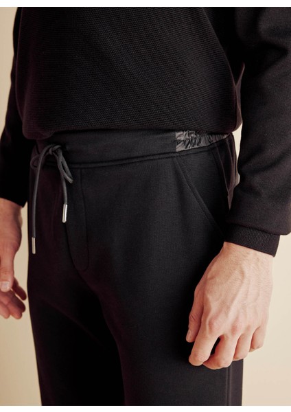 Lastikli Bel Standart Siyah Erkek Eşofman Altı BBFW25MSP001 fırsatları