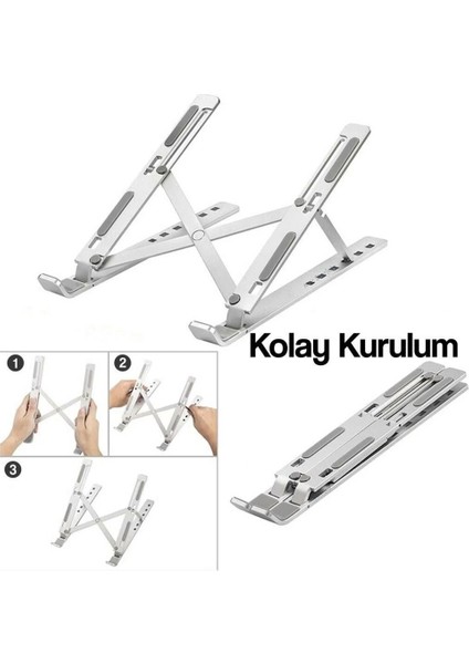Alüminyum Ayarlanabilir Laptop Standı 6 Kademeli, Katlanabilir, Kaymaz, Taşınabilir Tutucu fırsatları