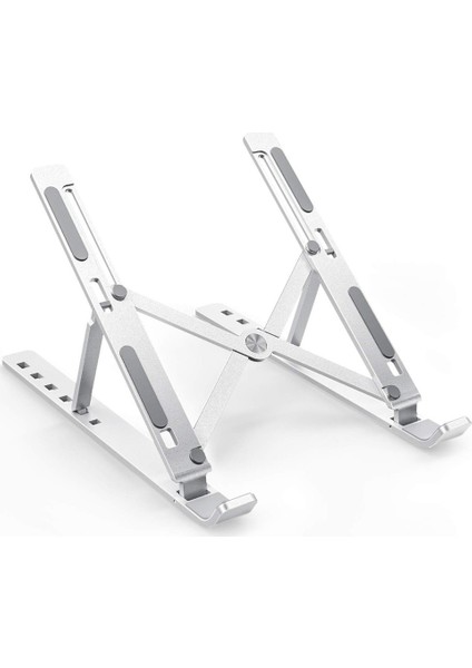 Alüminyum Ayarlanabilir Laptop Standı 6 Kademeli, Katlanabilir, Kaymaz, Taşınabilir Tutucu
