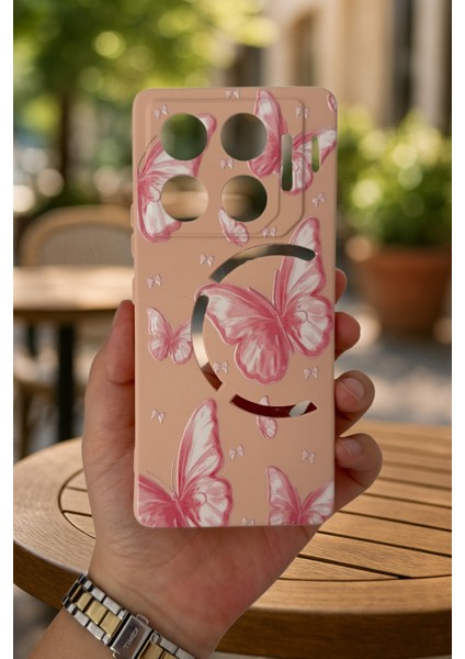Infinix Gt 20 Pro-Pembe Kelebek Desenli Silikon Darbe Emici Klasik Korumalı Rubber Kılıf fiyatları
