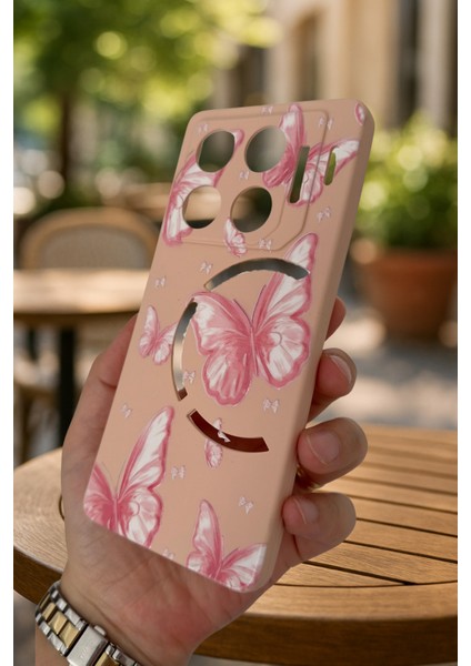 Infinix Gt 20 Pro-Pembe Kelebek Desenli Silikon Darbe Emici Klasik Korumalı Rubber Kılıf modelleri