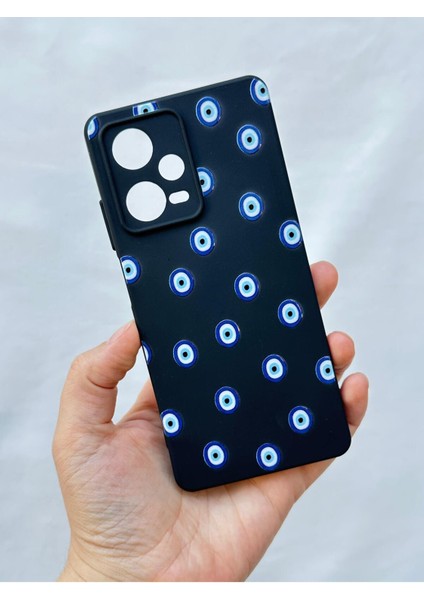 Xiaomi Redmi Note 12 Pro 5g Nazar Boncuk Desenli Silikon Darbe Emici Klasik Korumalı Rubber Kılıf