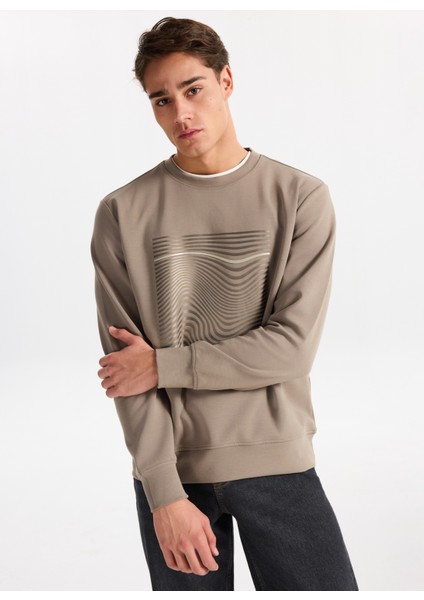 Gmg Fırenze Bisiklet Yaka Koyu Bej Erkek Sweatshırt GU25MFW08024 modelleri