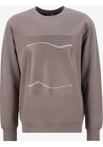 Gmg Fırenze Bisiklet Yaka Koyu Bej Erkek Sweatshırt GU25MFW08024