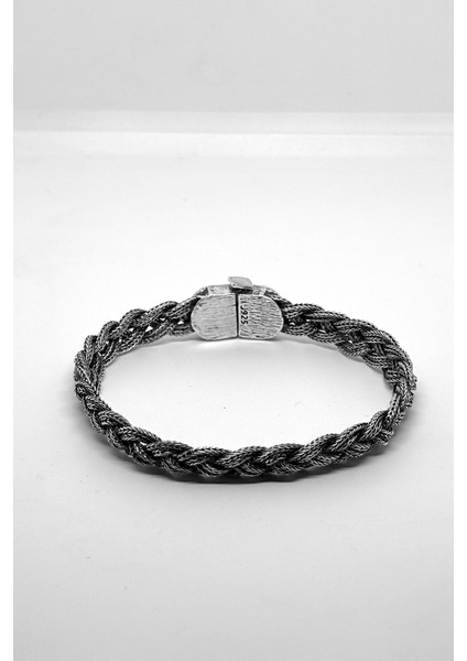 Oksitli Erkek Gümüş Örgü Bileklik