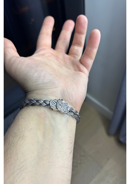 Oksitli Erkek Gümüş Örgü Bileklik modelleri