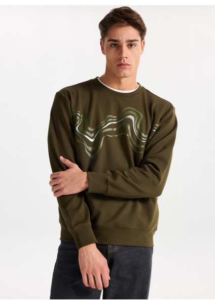 Gmg Fırenze Bisiklet Yaka Haki Erkek Sweatshırt GU25MFW08032