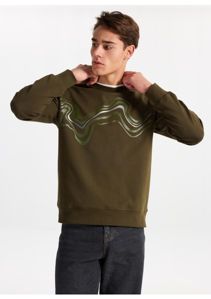 Gmg Fırenze Bisiklet Yaka Haki Erkek Sweatshırt GU25MFW08032 modelleri