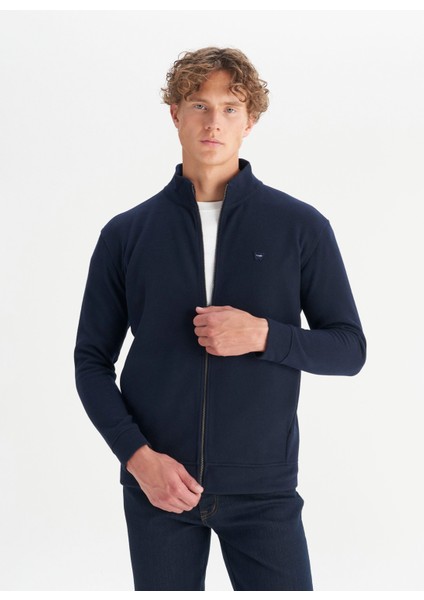 Dik Yaka Lacivert Erkek Sweatshırt W2520533410 Lacivert Sweatshirt modelleri