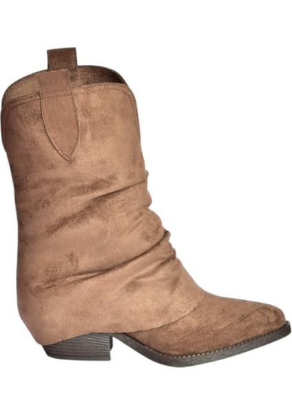 V404041002 Kahverengi Süet Kalın Topuklu Kadın Bot fırsatları