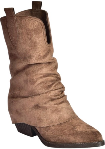 V404041002 Kahverengi Süet Kalın Topuklu Kadın Bot indirimleri