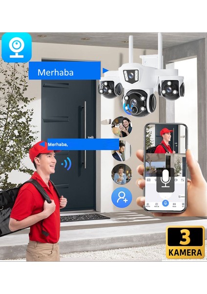 V380PRO 18MP Wifi (6mp+6mp+6mp) 3 Kameralı Gece Görüş Sesli Türkçe Mpia Mizu fırsatları