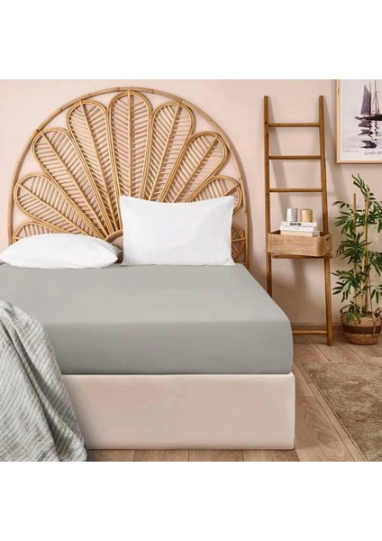 Soft Penye Çift Kişilik Lastikli Çarşaf - Gri - 160X200 cm