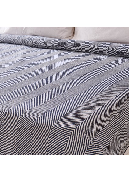 Soft Herringbone Tek Kişilik Yatak Örtüsü - Lacivert - 150X200 cm fiyatları