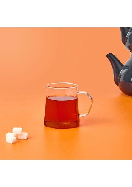 Star Altı Geniş Kulplu Bardak - Şeffaf - 350 ml