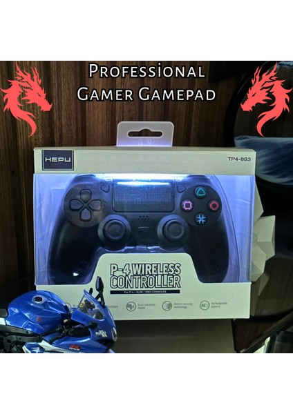 Deluxe Ps4 ve Pc Uyumlu Bluetooth Gamepad – Kablosuz Siyah Oyun Kolu & Joystick