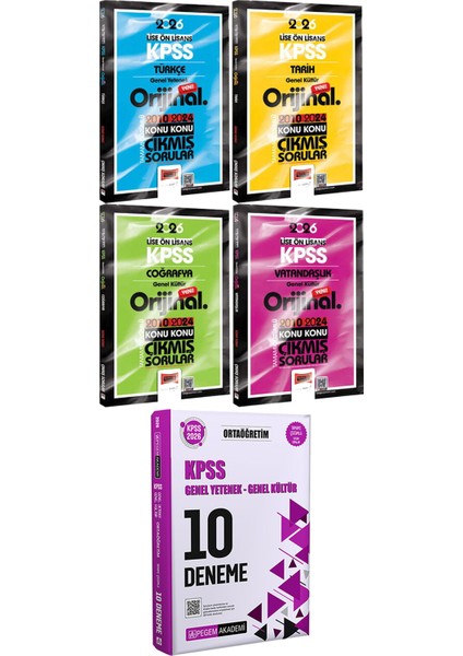 Lise Ön Lisans Türkçe Tarih Coğrafya Vatandaşlık Orijinal Çıkmış 2010-2024 - 2026 Kpss Ortaöğretim Çözümlü 10 Deneme