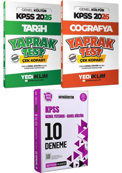 Kpss 2026 Tarih Coğrafya Yaprak Test Çek Kopart - 2026 Kpss Ortaöğretim Çözümlü 10 Deneme