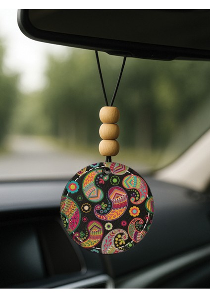 Özel Tasarım Deri Baskılı Desenli Araba Dikiz Aynası Süsü Siyah - China