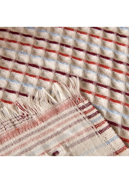 Soft Waffle Koltuk Şalı - Ekru / Kiremit - 120X170 cm modelleri