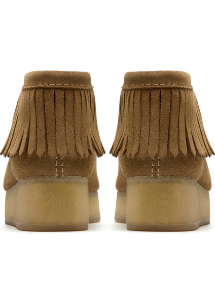 Süet Kahve Kadın Bot Wbwedge Fringe