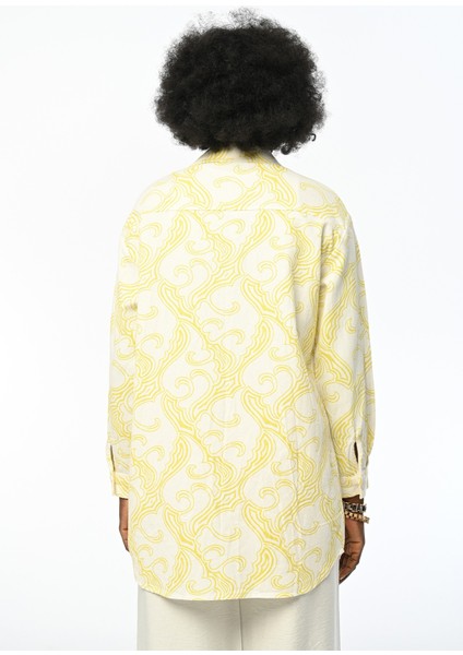 Desenli Çift Cep Kapaklı Sarı Gabardin Gömlek Ceket indirimleri