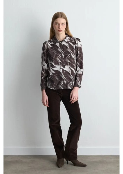 Anka Koleksiyonu Lyocell Desenli Gömlek - Kahverengi fiyatları