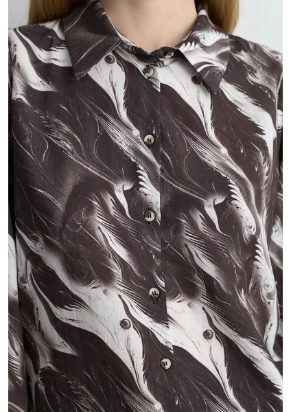 Anka Koleksiyonu Lyocell Desenli Gömlek - Kahverengi fırsatları