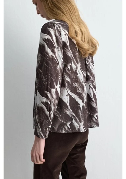 Anka Koleksiyonu Lyocell Desenli Gömlek - Kahverengi indirimleri