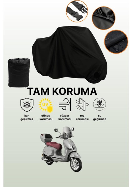 Siyah Kuba Bevely 125 Uyumlu Motor Branda, Koruyucu Örtü, Motosiklet Brandası