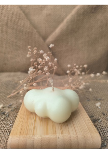 Bulut Desenli Dekoratif Mum, Tek Renk