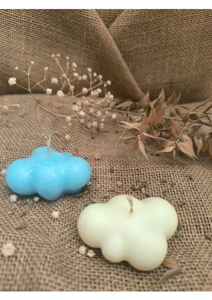 Bulut Desenli Dekoratif Mum, Tek Renk indirimleri