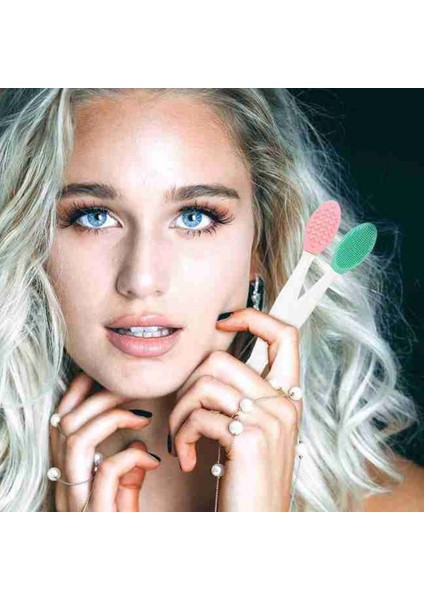 2 Adet Dudak Fırçası Peeling Etkili Gözenek Siyah Nokta Temizleyici Akne Giderici Çift Yönlü Fırça (5324) modelleri